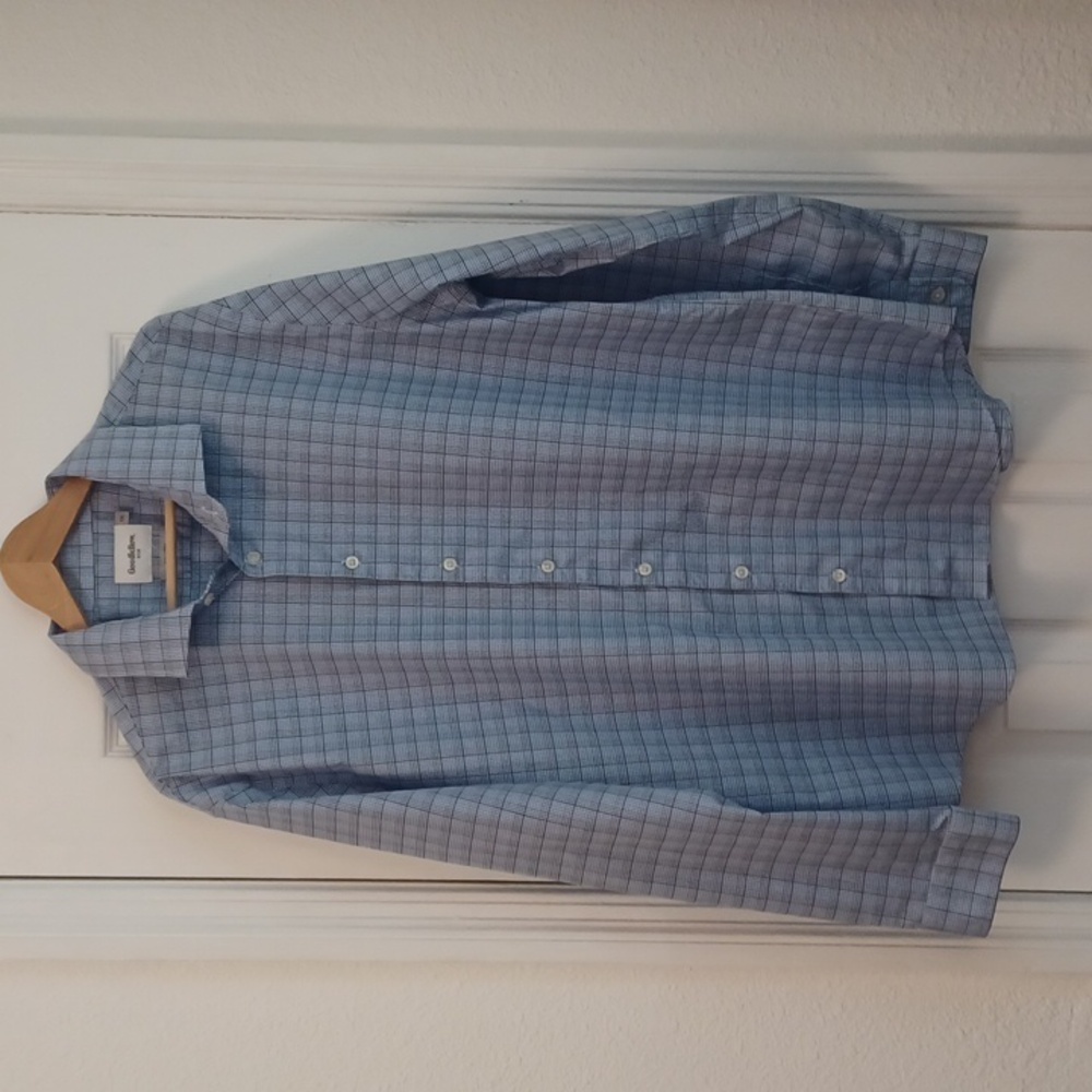 Goodfellow & Co Blue Plaid Dress Shirt, XXL Slim